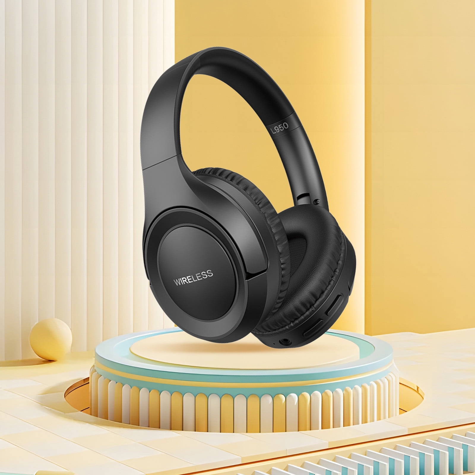 Bluetooth Headphones Over Ear, 6S Wireless Headphones Wired with 6 EQ Modes, 40 Hours Playtime Foldable HiFi Stereo Headset with Microphone, FM/TF for Cellphone/PC/Work,Black