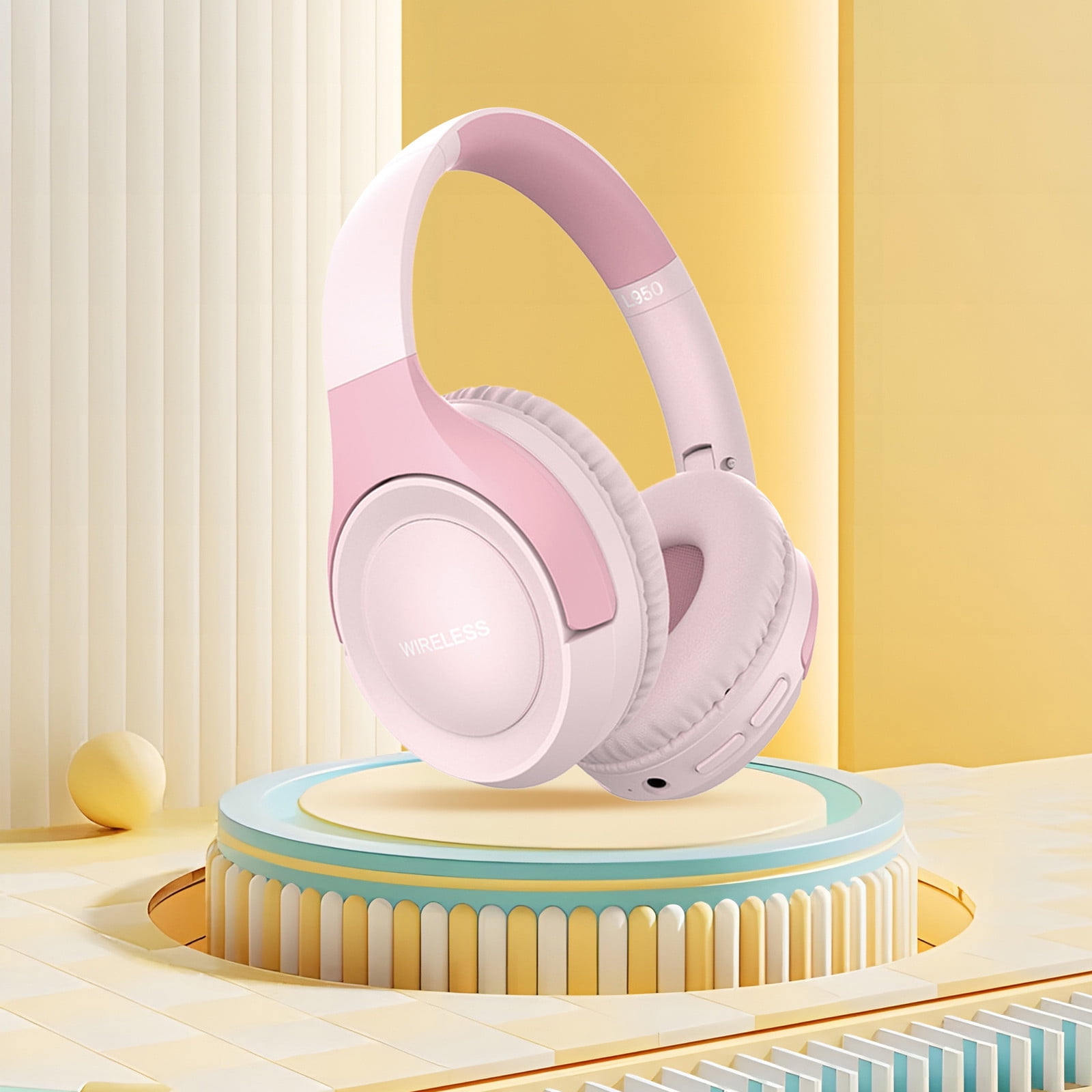Bluetooth Headphones Over Ear, 6S Wireless Headphones Wired with 6 EQ Modes, 40 Hours Playtime Foldable HiFi Stereo Headset with Microphone, FM/TF for Cellphone/PC/Work,Pink