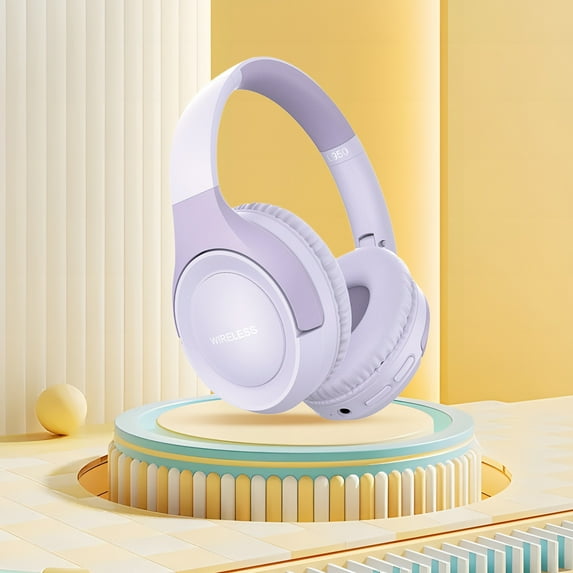 Bluetooth Headphones Over Ear, 6S Wireless Headphones Wired with 6 EQ Modes, 40 Hours Playtime Foldable HiFi Stereo Headset with Microphone, FM/TF for Cellphone/PC/Work,Purple
