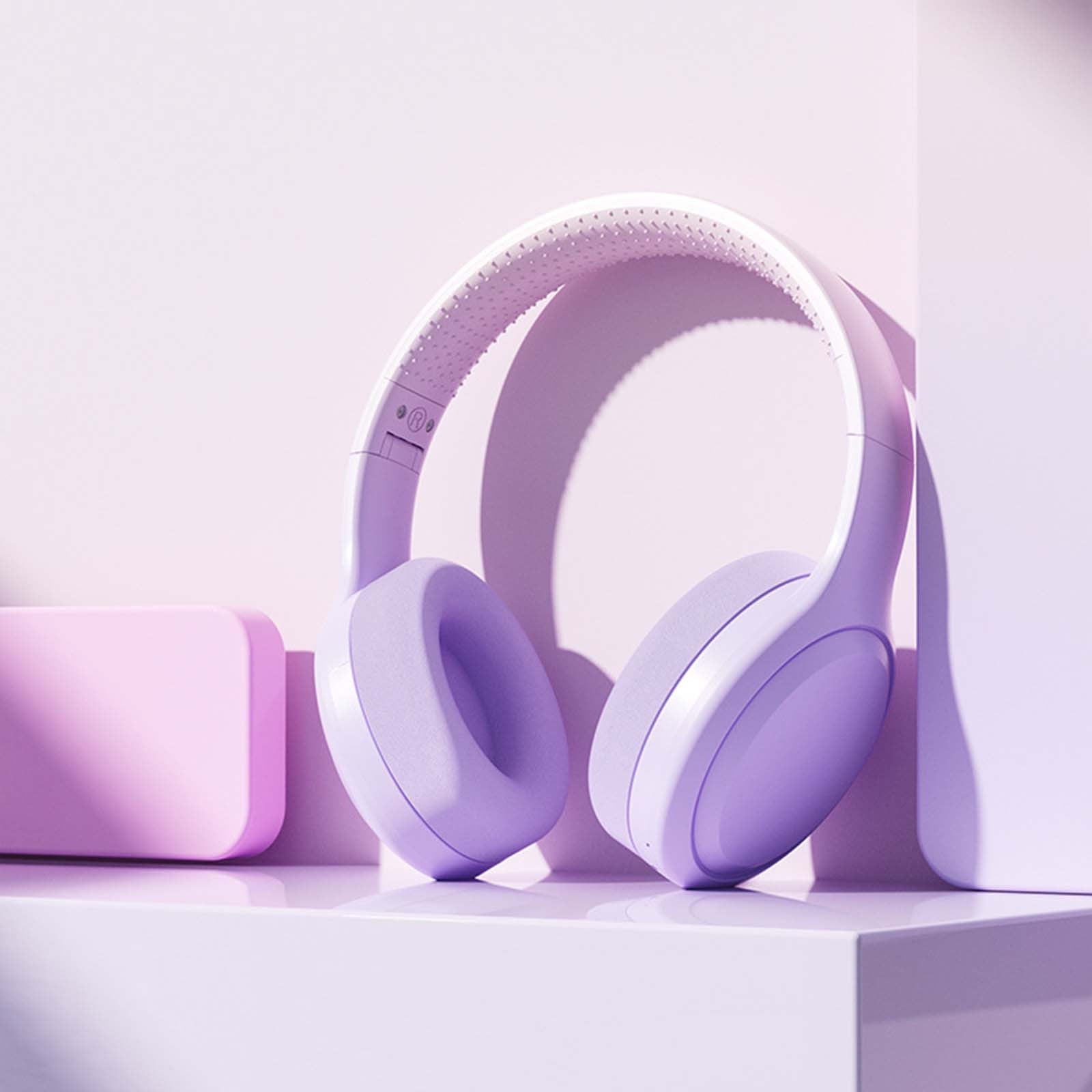 Bluetooth Headphones Over Ear, 80H Playtime Headphones Wireless with Mic, Bluetooth Headphones with 3 EQ Modes, HiFi Stereo Foldable Wireless Headphones for Phone PC Travel Workout,Purple