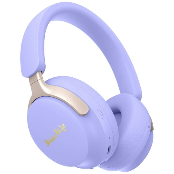 Bluetooth Headphones Over Ear,Hi-Fi Stereo Sound Stretchable Wireless Bluetooth 5.3 Headset Memory-Protein Earmuffs Over-Ear and On-Ear Bluetooth Headphones Noise Cancelling,Purple