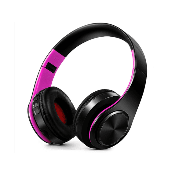 Bluetooth Headphones Over Ear, Hi-Fi Stereo Wireless Headset, Foldable, Soft Memory-Protein Earmuffs, w/Built-in Mic FM and Wired Mode for PC/Cell Phones/TV(Black purple)