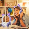 thumbnail image 1 of Bluetooth Headphones Over Ear, Wireless Cat Ear Headphones, LED Light, HiFi Stereo Sound, Built-in Mic, 20H Playtime, Foldable Design, Lightweight Comfortable for Music/Gaming/Travel, 1 of 2