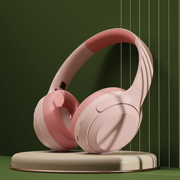 Bluetooth Headphones Over Ear,Wireless Headphones with Microphone ,Foldable Lightweight Headset with Deep Bass,HiFi Stereo Sound for Travel Work(Pink)