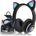 Bluetooth Headphones for Kids, Cute Ear Cat Ear LED Light Up Foldable