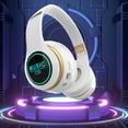 thumbnail image 1 of Bluetooth Headphones with LED Lights, Wireless Over-Ear Headphones with 40mm Drivers, HiFi Stereo Sound, Bluetooth 5.3, Foldable Design, 10-Hour Playtime, Type-C Charging - White/Pink/Green/Blue, 1 of 8