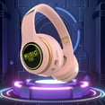 thumbnail image 1 of Bluetooth Headphones with LED Lights, Wireless Over-Ear Headphones with 40mm Drivers, HiFi Stereo Sound, Bluetooth 5.3, Foldable Design, 10-Hour Playtime, Type-C Charging - White/Pink/Green/Blue, 1 of 8