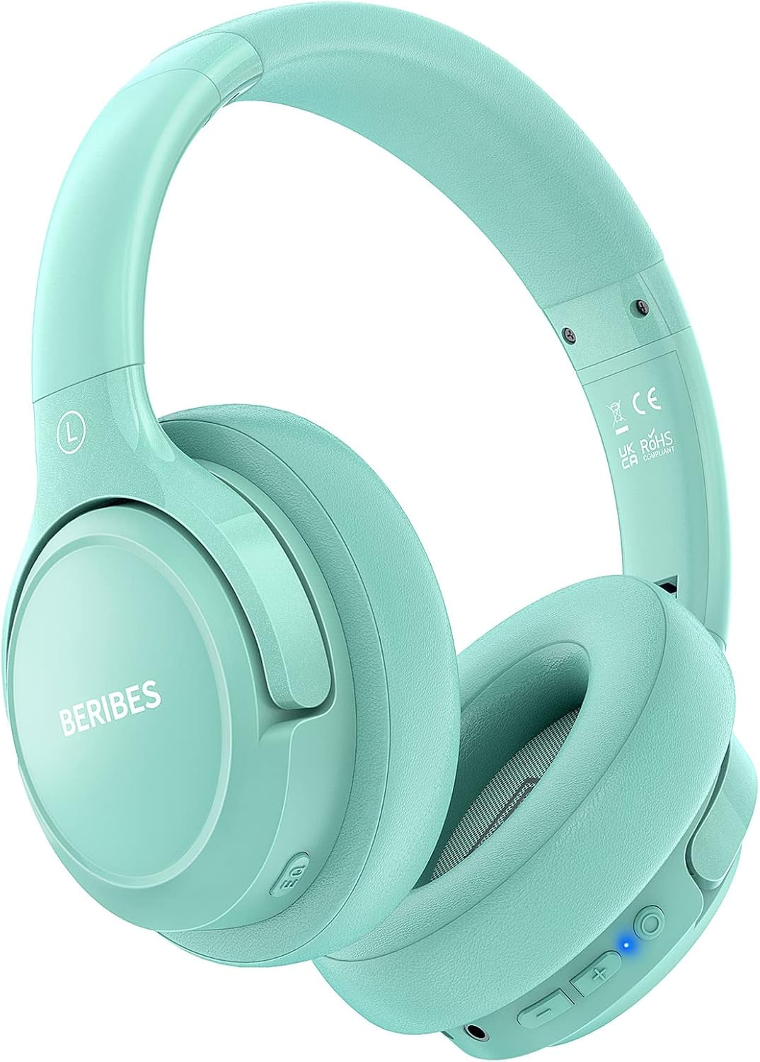 Bluetooth Headphones Over Ear, 65H Playtime and 6 EQ Music Modes Wireless Headphones with Microphone (White)
