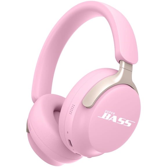 Bluetooth Headphones Over Ear,Hi-Fi Stereo Sound Stretchable Wireless Bluetooth 5.3 Headset Memory-Protein Earmuffs Noise Cancelling Headphones With Mic TF/SD Slot for PC/Cell Phones,Pink