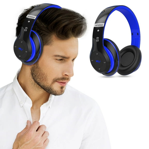 Bluetooth Headphones, Over-Ear Wireless Headset, Bluetooth 5.0, FM Radio, Built-in Mic, Foldable Design, for Music/Calls/Office Use
