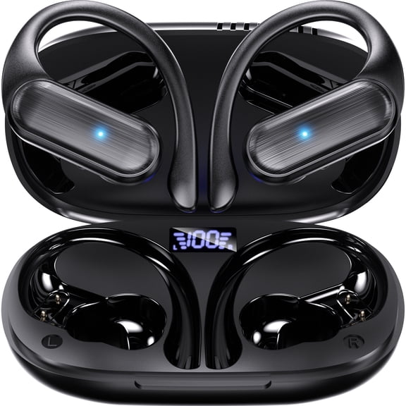 Bluetooth Headphones ,Sports Wireless Earbuds,80Hrs Playtime Ear Buds with LED Power Display, Noise Canceling Headset, IPX7 Waterproof Earphones