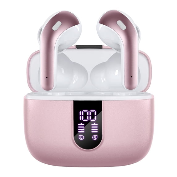 Bluetooth Headphones True Wireless Earbuds 60H Playback LED Power Display Earphones with Wireless Charging Case IPX5 Waterproof in-Ear Ear buds with Mic for TV Smart Phone Laptop Computer Sports