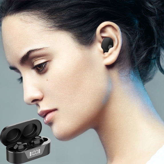 Bluetooth Headphones True Wireless Earbuds 60H Playback LED Power Display Earphones with Wireless Charging Case IPX5 Waterproof in-Ear Earbuds with Mic for Smart Phone Laptop TV Computer Sports,Black