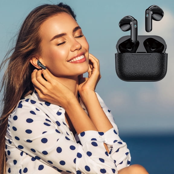 Bluetooth Headphones True Wireless Earbuds 60H Playback LED Power Display Earphones with Wireless Charging Case IPX5 Waterproof in-Ear Earbuds with Mic for Smart Phone Laptop TV Computer Sports,Black