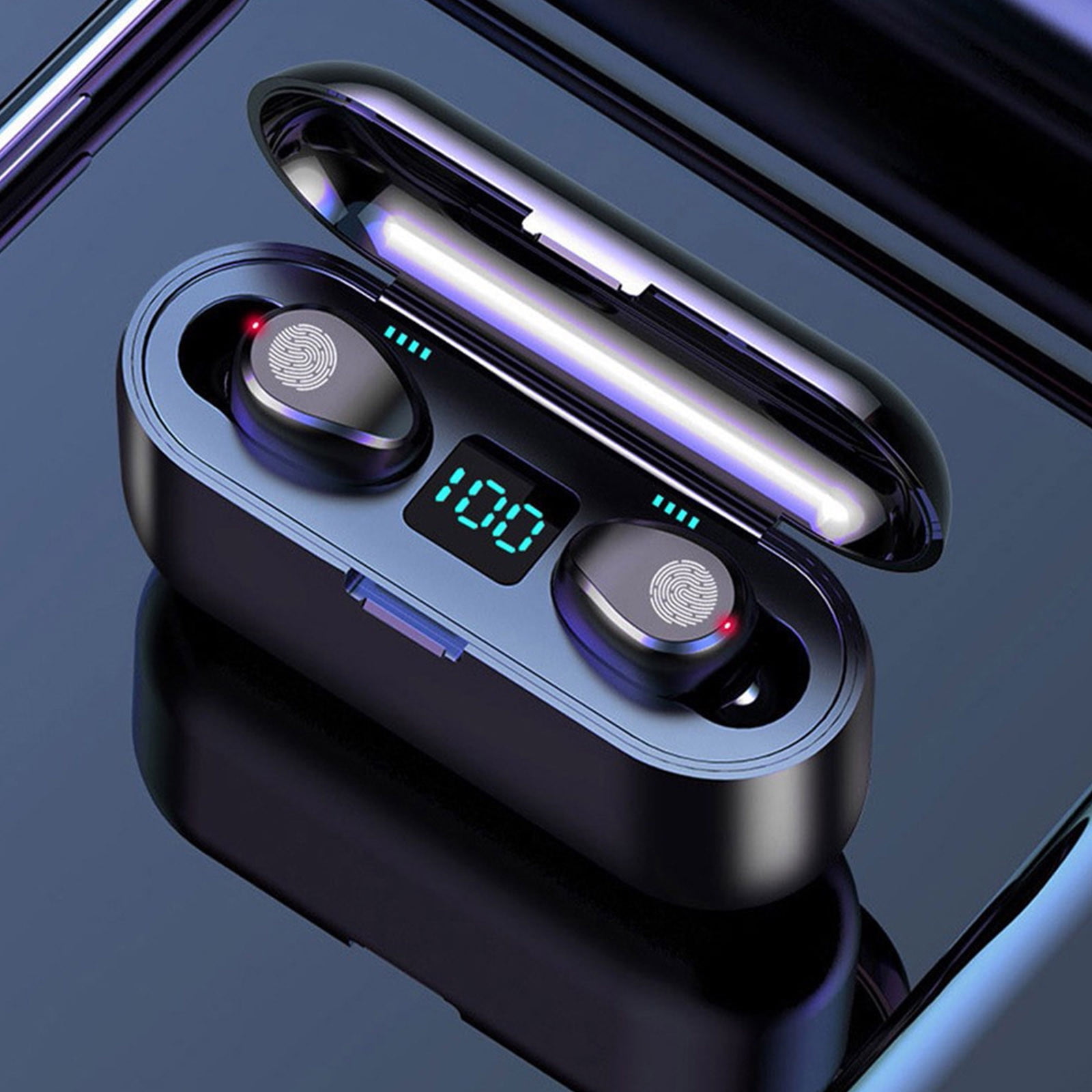 Bluetooth Headphones True Wireless Earbuds 60H Playback LED Power Display Earphones with Wireless Charging Case IPX5 Waterproof in-Ear Earbuds with Mic for Smart Phone Laptop TV Computer Sports,Black