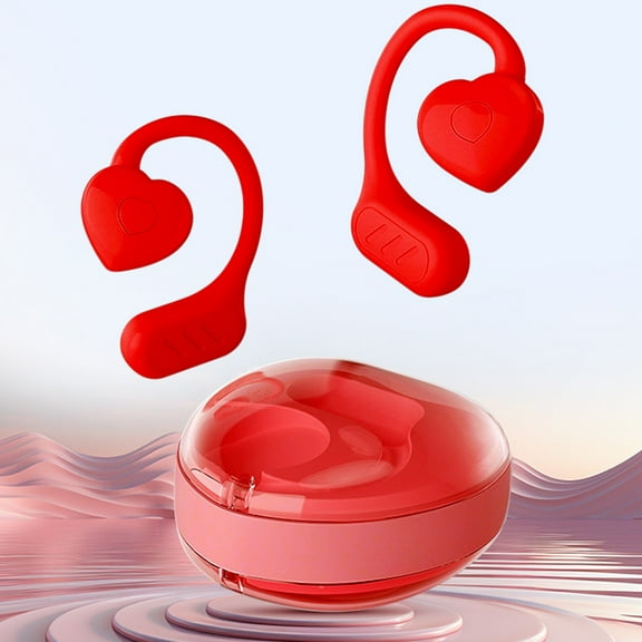 Bluetooth Headphones True Wireless Earbuds 60H Playback LED Power Display Earphones with Wireless Charging Case IPX5 Waterproof in-Ear Earbuds with Mic for TV Smart Phone Laptop Computer Sports - Red