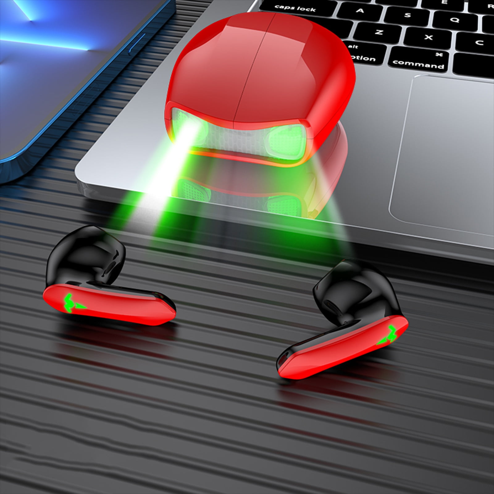 Bluetooth Headphones True Wireless Earbuds 60H Playback LED Power Display Earphones with Wireless Charging Case IPX5 Waterproof in-Ear Earbuds with Mic for TV Smart Phone Laptop Computer Sports - Red