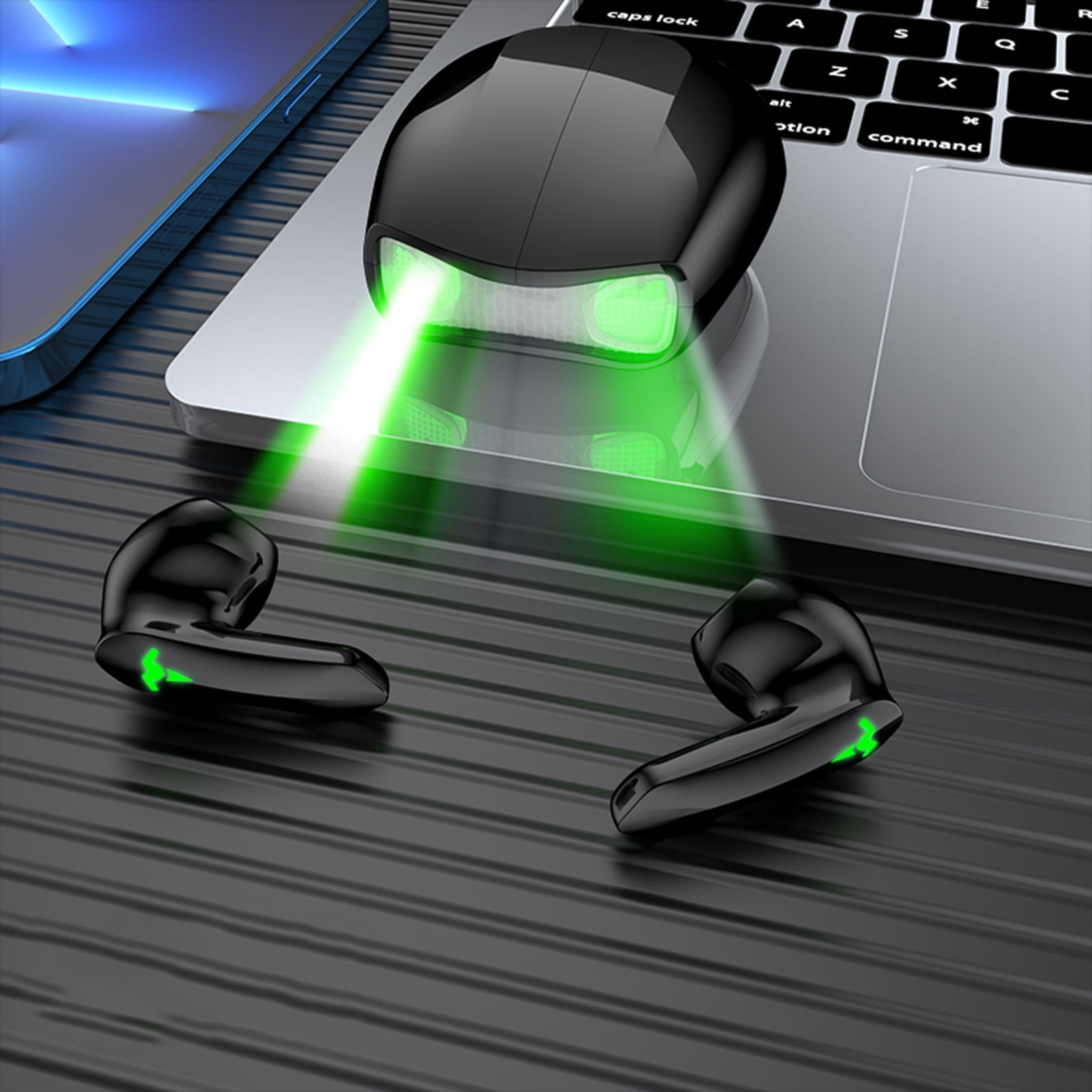 Bluetooth Headphones True Wireless Earbuds 60H Playback LED Power Display Earphones with Wireless Charging Case IPX5 Waterproof in-Ear Earbuds with Mic for TV Smart Phone Laptop Computer Sports,Black