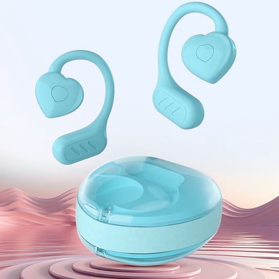 Bluetooth Headphones True Wireless Earbuds 60H Playback LED Power Display Earphones with Wireless Charging Case IPX5 Waterproof in-Ear Earbuds with Mic for TV Smart Phone Laptop Computer Sports,Blue