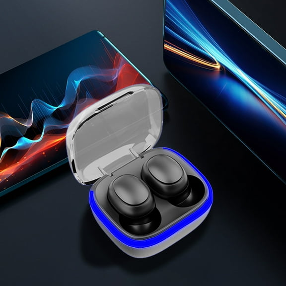 Bluetooth Headphones True Wireless Earbuds 60H Playback LED Power Display Earphones with Wireless Charging Case IPX5 Waterproof in-Ear Earbuds with Mic for TV Smart Phone Laptop Computer Sports,Black