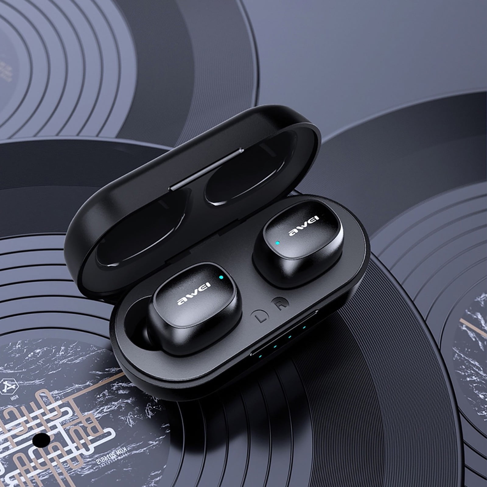 Bluetooth Headphones True Wireless Earbuds 60H Playback LED Power Display Earphones with Wireless Charging Case IPX5 Waterproof in-Ear Earbuds with Mic for TV Smart Phone Laptop Computer Sports-Black