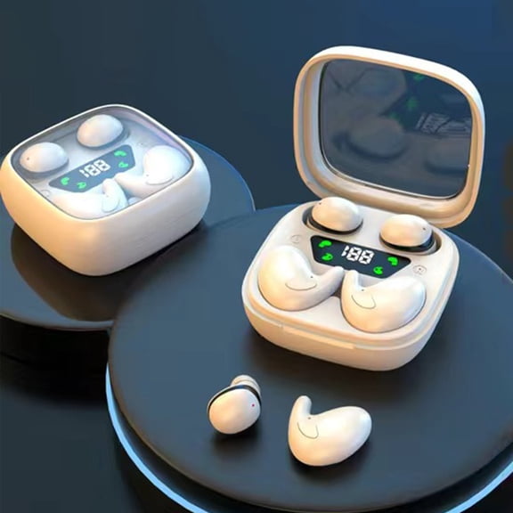 Bluetooth Headphones True Wireless Earbuds 60H Playback LED Power Display Earphones with Wireless Charging Case IPX5 Waterproof in-Ear Earbuds with Mic for TV Smart Phone Laptop Computer Sports,Beige