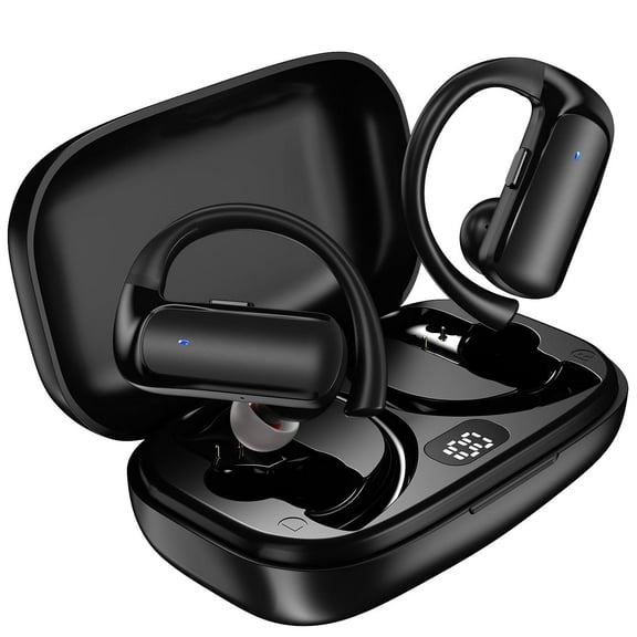 Cshidworld Bluetooth Headphones, True Wireless Earbuds with Charging Case, IPX7 Waterproof Stereo Headphones with Built-in Microphone, In-Ear Headphones for Sports Running, Black