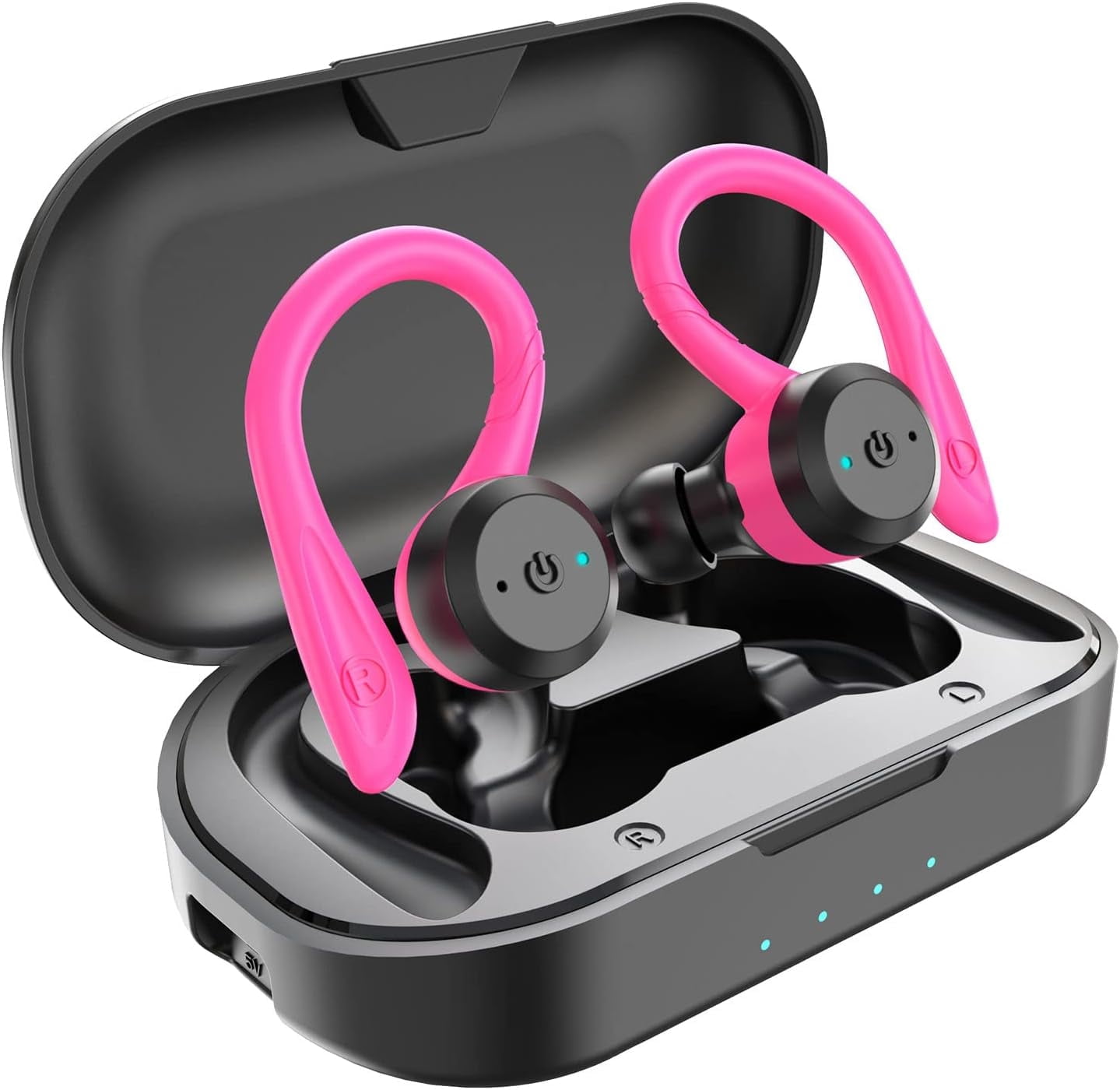 Bluetooth Headphones True Wireless Earbuds with Charging Case IPX7 Waterproof Stereo Sound Earphones Built-in Mic in-Ear Headsets Deep Bass for Sport Running Pink