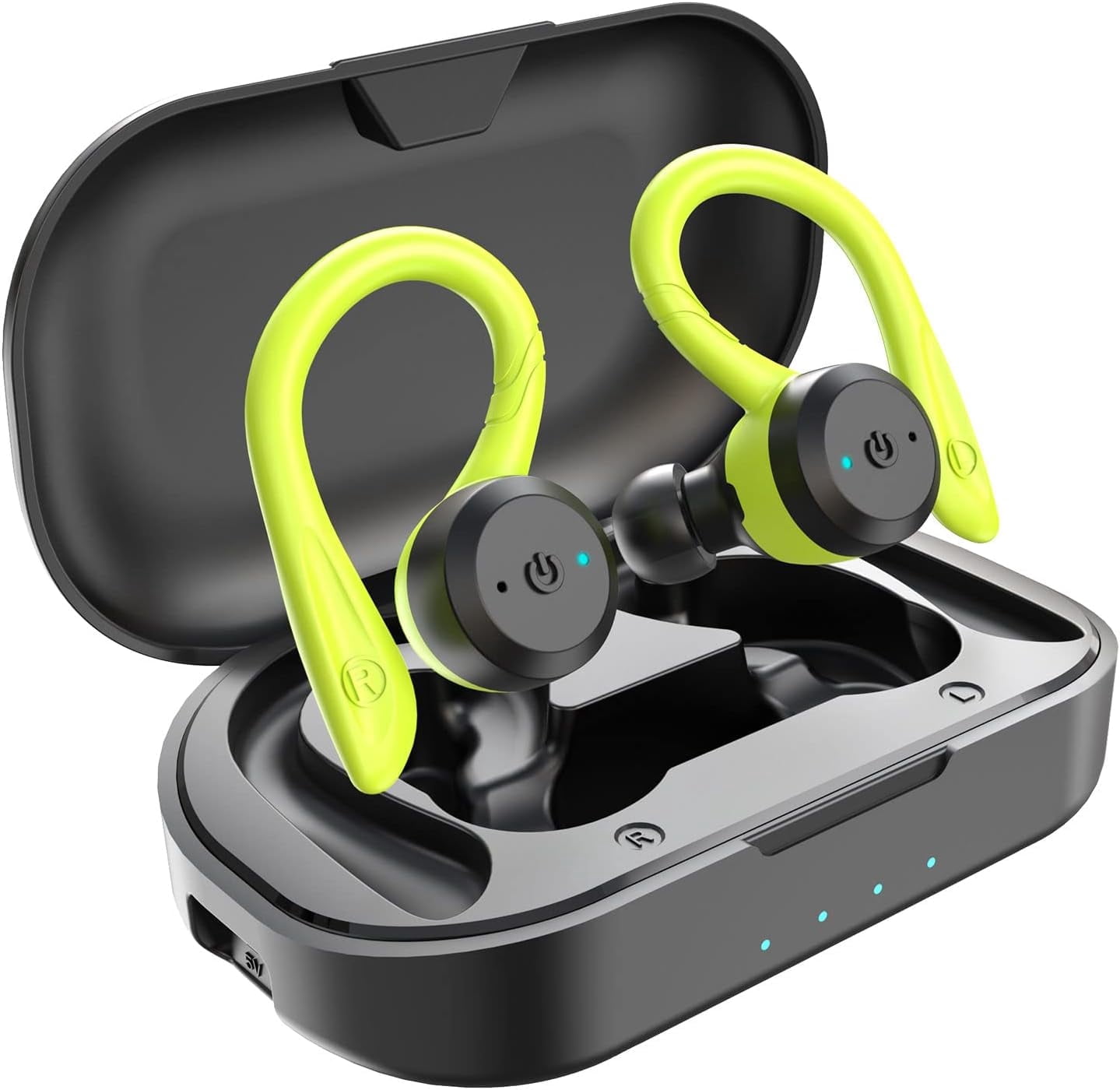 Bluetooth Headphones True Wireless Earbuds with Charging Case IPX7 Waterproof Stereo Sound Earphones Built-in Mic in-Ear Headsets Deep Bass for Sport Running Green