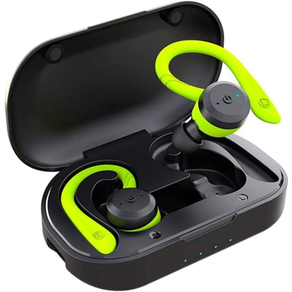 Bluetooth Headphones True Wireless Earbuds with Charging Case IPX7 Waterproof Stereo Sound Earphones Built-in Mic in-Ear Headsets Deep Bass for Sport Running, Green