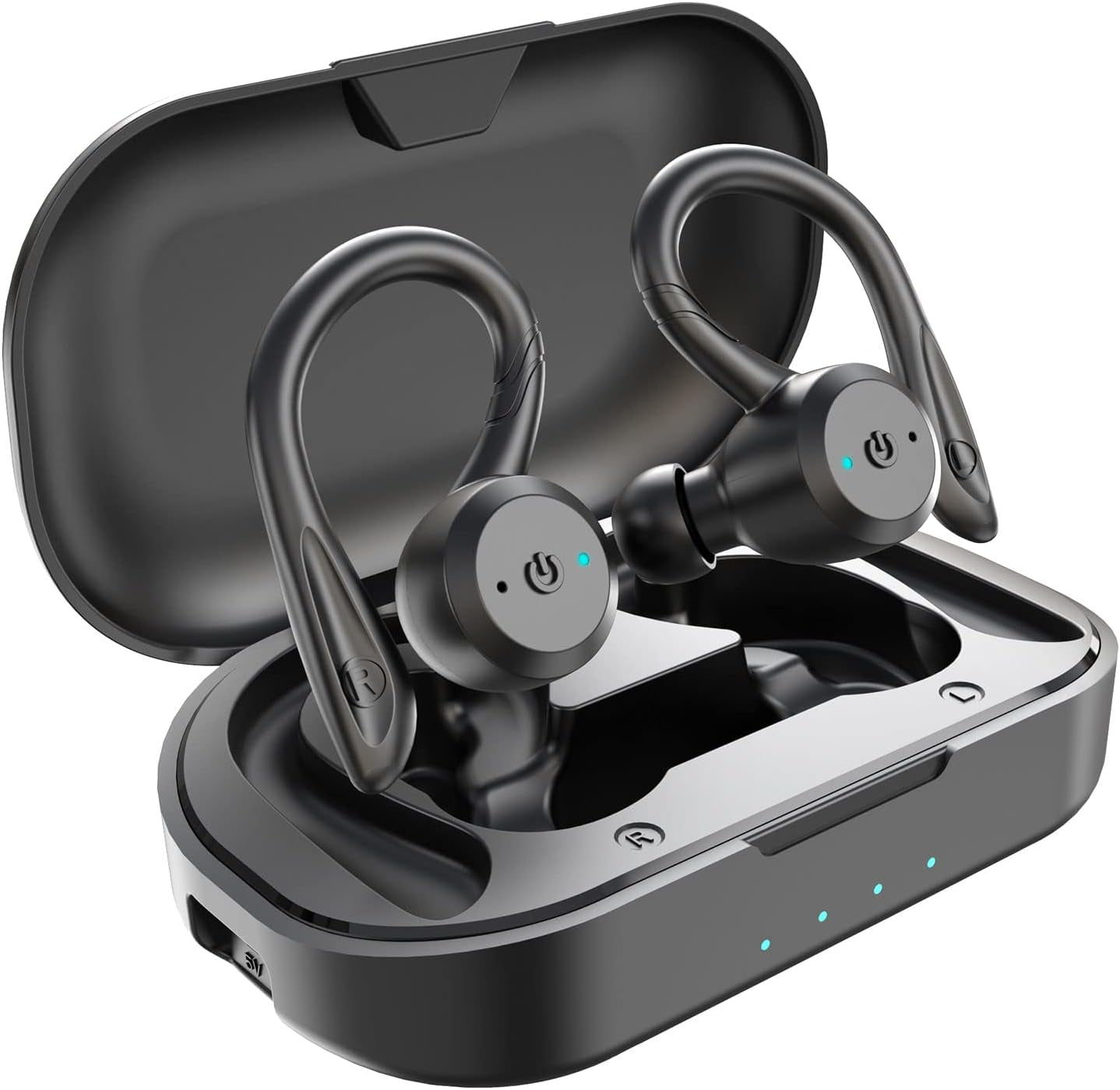 Bluetooth Headphones True Wireless Earbuds with Charging Case IPX7 Waterproof Stereo Sound Earphones Built-in Mic in-Ear Headsets for Sport Running Black