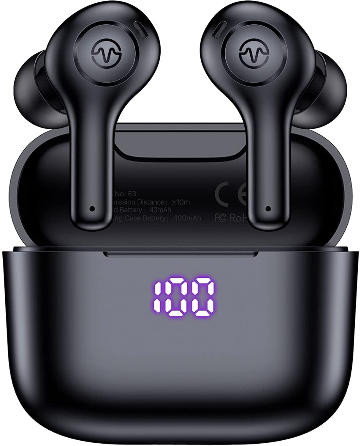 Bluetooth Headphones, True Wireless Earbuds with Wireless Charging Case,  Waterproof Touch Control Stereo in-Ear Headset for iPhone 13 Pro Max XS XR 
