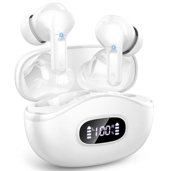 Dobopo I63 Wireless Earbuds, Bluetooth Headphones V5.3 Stereo Ear buds with Noise Cancelling Mics, 40H Playback Mini Case with LED Display, IP7 Waterproof in-Ear Earphones for Android/iOS.