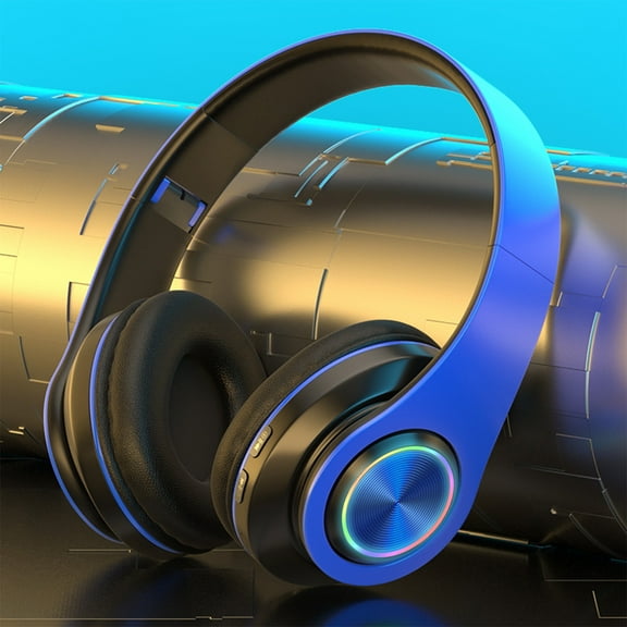 Bluetooth Headphones, Wireless Over Ear Headphones, LED Light Headset, Foldable Lightweight On Ear Bluetooth 5.2, 7 Hour Playtime, Gaming Travel Office Sports Headphones