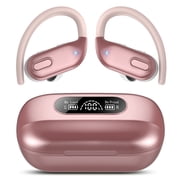 Wireless Earbuds, Bluetooth 5.3 Sport Headphones with Earhooks, 80Hrs Playtime, 3D HiFi Stereo, Noise Cancelling Mic, IP7 Waterproof Workout Earphones for Running Gym, iOS/Android, Rose Pink