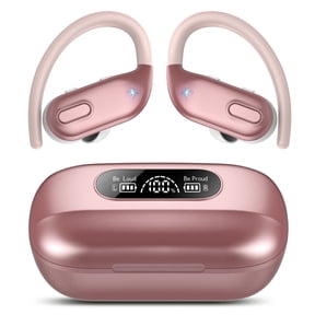 Wireless Earbuds, Bluetooth 5.3 Sport Headphones with Earhooks, 80Hrs Playtime, 3D HiFi Stereo, Noise Cancelling Mic, IP7 Waterproof Workout Earphones for Running Gym, iOS/Android, Rose Pink