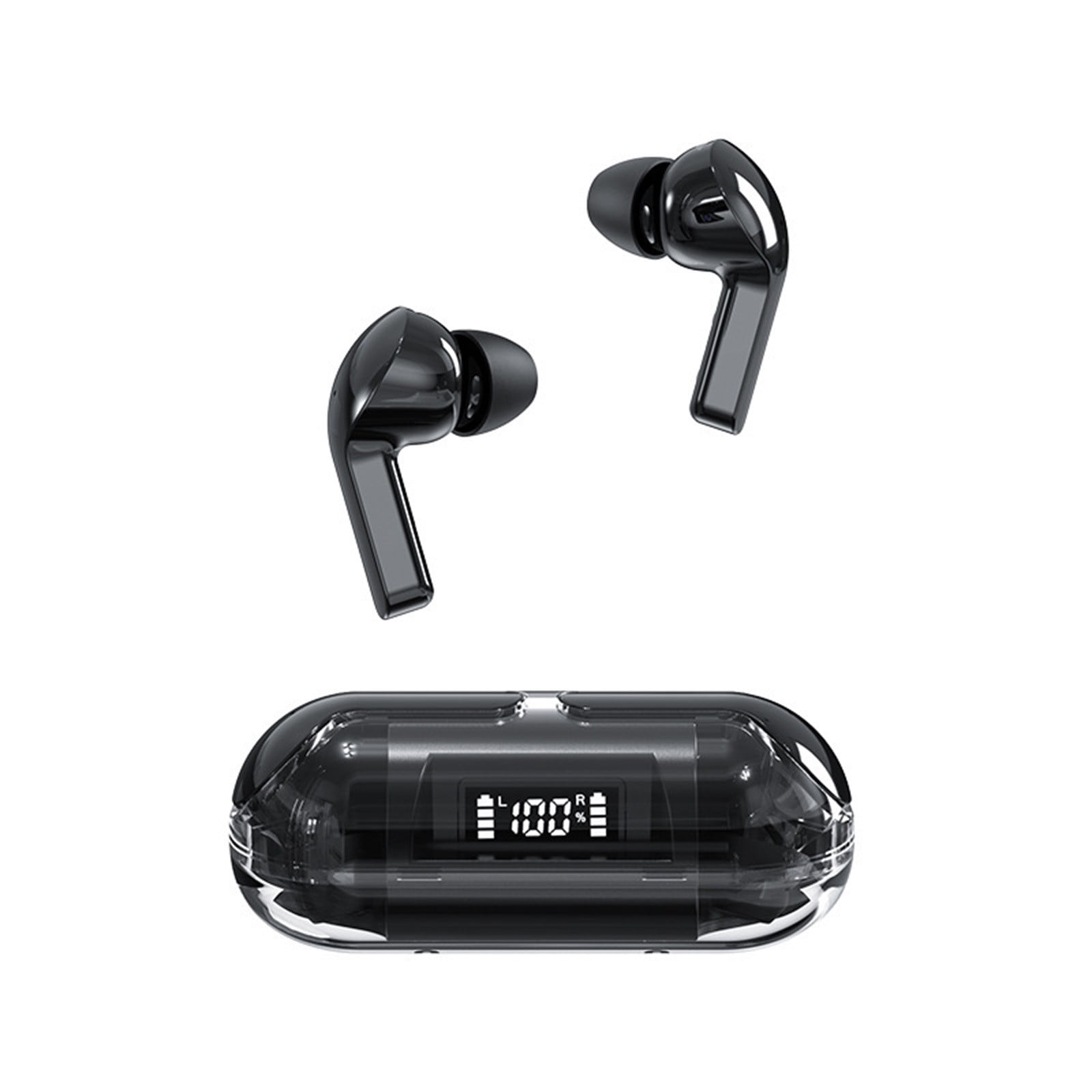 Bluetooth Headphones Wireless Earbuds 80hrs Playtime Wireless Charging Case Digital Display Sports Ear Buds with Earhook Deep Bass IPX7 Waterproof Over-Ear Earphones for TV Phone Laptop(Black)