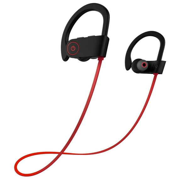 Bluetooth Headphones, Wireless Earbuds IPX7 Waterproof Sports Earphones w/Mic HD Stereo Sweatproof in-Ear Earbuds Gym Running Workout, Red