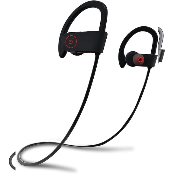 Bluetooth Headphones, Wireless Earbuds V5.0 IPX7 Waterproof Noise Cancelling Headsets, Richer Bass & HiFi Stereo Sports Earphones 8 Hours Playtime Running Headphones-Black