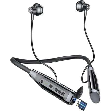 Bluetooth Headphones Wireless Neckband Bluetooth Headset with 100H Playtime,Sports Waterproof Earphones with Durability,Noise Cancelling with Mic for Phone Laptop PC TV Running Workout,Black