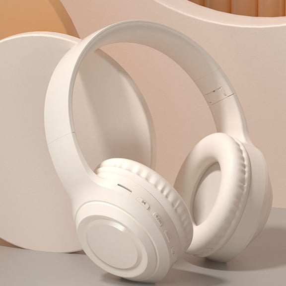 Bluetooth Headphones, ZzCityTK Gradient Noise Cancelling Wireless Headset, Long Battery Life Fast Charge Foldable Comfortable Over Ear Headphones, Beige