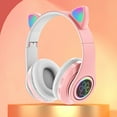 thumbnail image 1 of Bluetooth Headphones, ZzCityTK Wireless LED Flashing Kids Headset, Foldable Comfortable Over-Ear Headphones with Microphone 8-Hour Playtime, Pink, 1 of 3