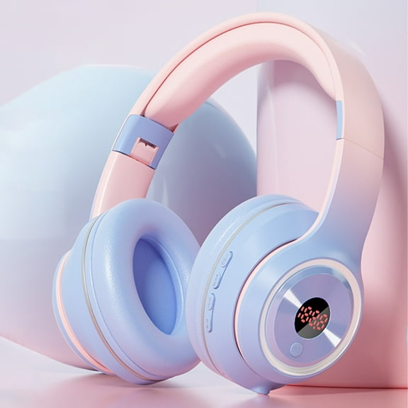 Bluetooth Headphones, ZzCityTK Wireless Sports Earbuds with Bluetooth 5.3, Stereo Sound Noise Cancelling Over-Ear Headphones 8-Hour Battery Life Foldable Design, Light Blue