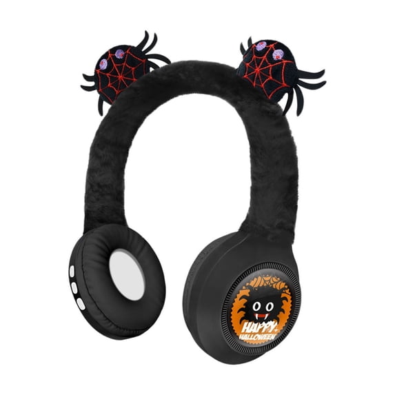 Bluetooth Headphones for Kids, Halloween Fluffy Spider Wireless Headphones, Volume Reduced Kids Foldable Earphones for School, Home, or Travel