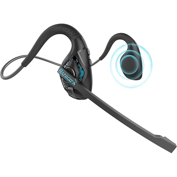 Bluetooth Headset with Boom Microphone, Open Ear Headphones w/Noise Canceling Mic, Wireless Headset for Phone Laptop PC Computer, Light and Comfortable for Office Meeting Home Working-10 Hrs