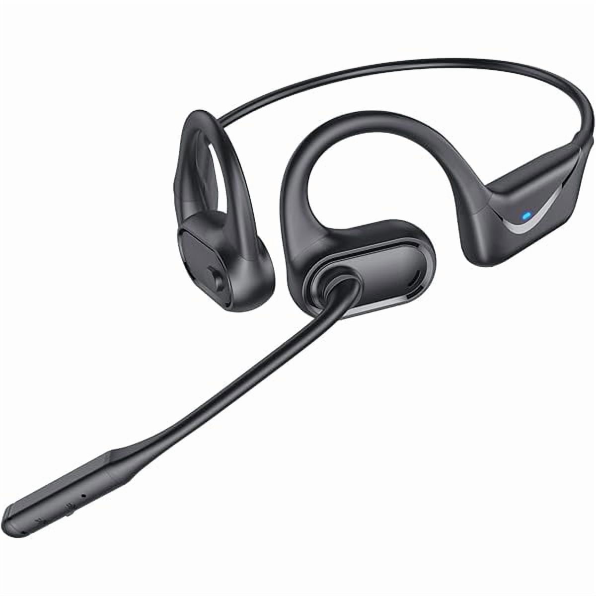 Bluetooth Headset with Microphone, Open Ear Headphones, Dual Connect Bluetooth 5.4 Headphones with Noise Cancelling & Mute, Wireless Headset with Mic for Work, Mobile, Tablets, Laptops - Black