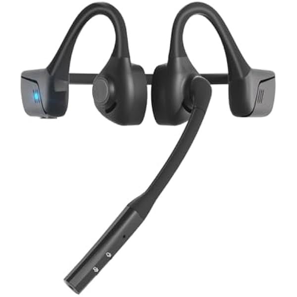 Bluetooth Headset with Microphone, Open Ear Headphones with Mic, Noise Cancelling Bluetooth Headphones for Phone Computer, Wireless Headset Multipoint Connection & Mute Button for Working-16H