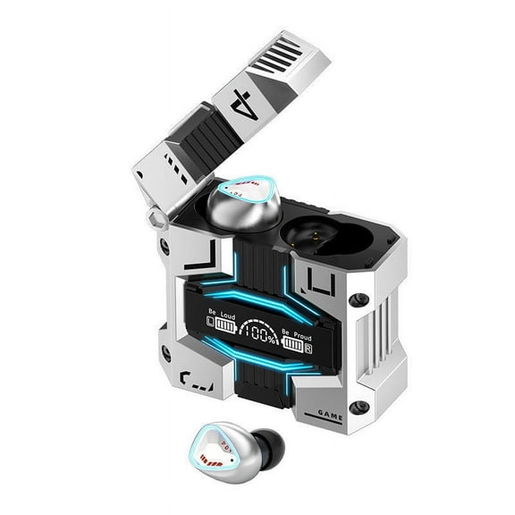 Bluetooth Headset New Bluetooth 5.3 Earphone In-ear Wireless Sports Mini Digital Display Headphone Charging Bin Pc Gaming Headset Silver