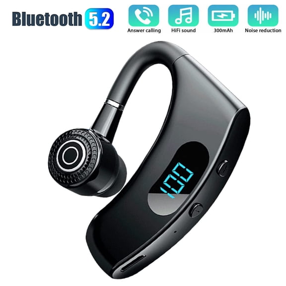 Bluetooth Headset, Noise Canceling Best Bluetooth Earpiece V5.2,Hands Free Ultralight Business Talking Earpiece for Laptop/Computer/Driving/Office/Workout - Without Charging Case