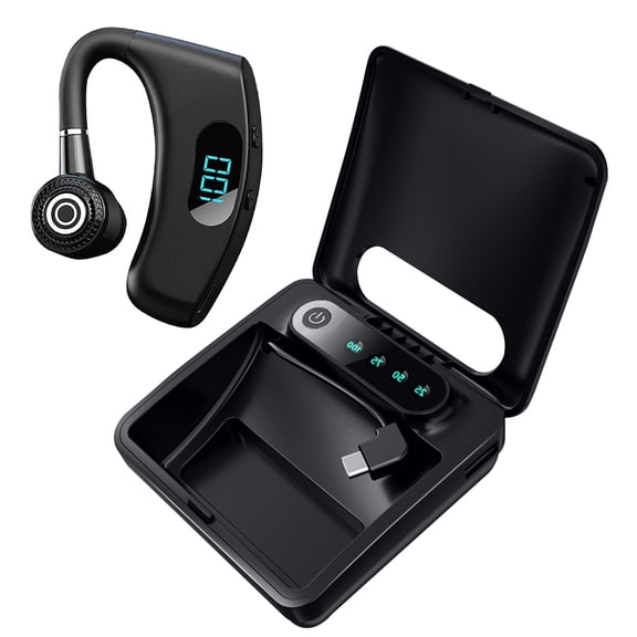 Bluetooth Headset, Noise Canceling Best Bluetooth Earpiece V5.2,Hands Free Ultralight Business Talking Earpiece for Laptop/Computer/Driving/Office/Workout - With Charging Case